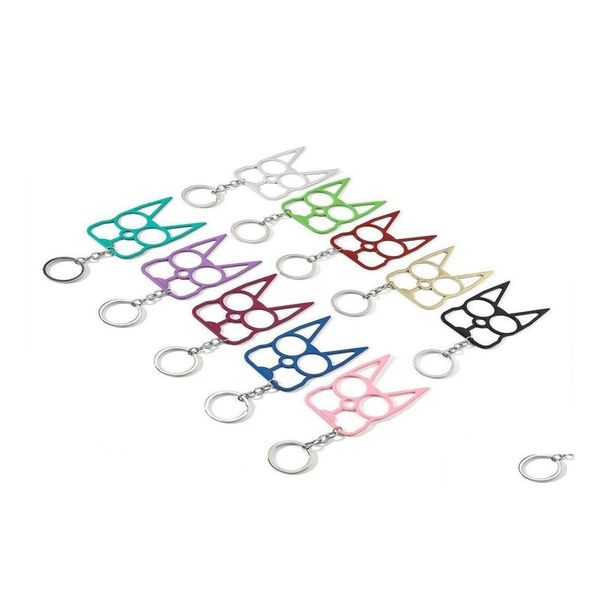

keychains lanyards mtifunctional defense cat keychain cartoon cats finger tiger set two buckle selfdefense broken windows hine dro dhuyr, Silver