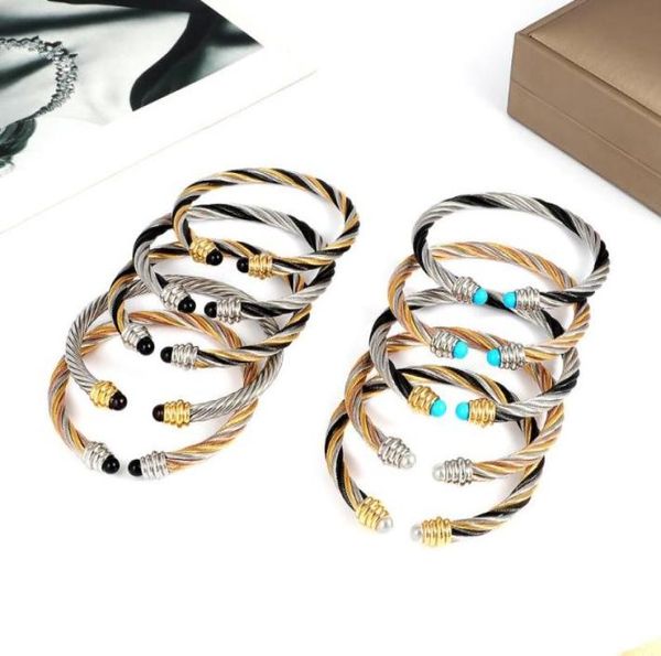 

bangle winter punk design stainless steel jewelry sets for women and men mixed color torsion wire bracelets9828463, Black