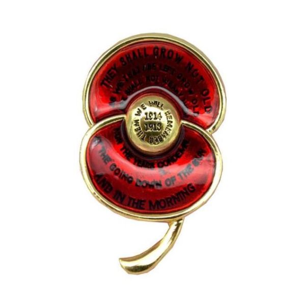 

whole ode of remembrance red enamel poppy brooch first world war centenary badge engraved with poem quotfor the fallenquot8353132, Gray