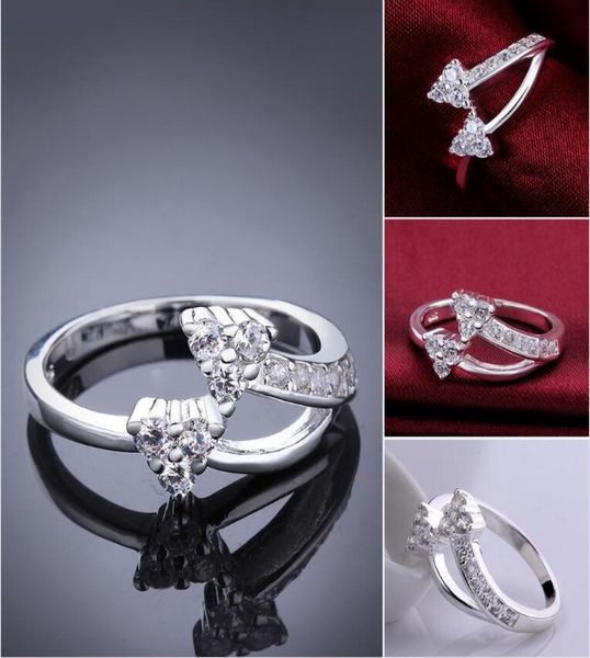 

women039s sterling silver plated triangle zircon ring gssr482 fashion 925 silver plate rings5903626, Slivery;golden