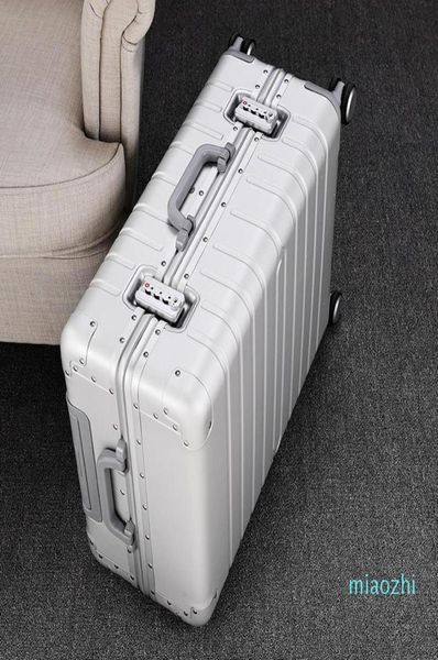 

suitcases 100 aluminum alloy pull rod suitcase 202428inch metal luggage fashionable type of box9488745
