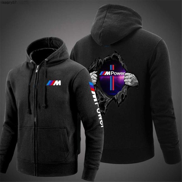 

hoodies men's sweatshirts bmw 2023 cotton long sleeve zipped hooded printi, Black