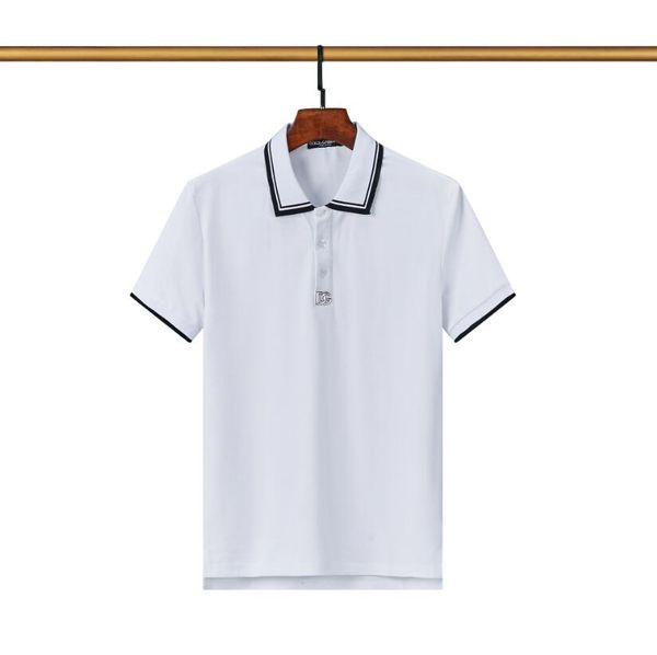 

men polo shirts high street embroidery little print short sleeve fashion business casual mens summer t shirts #2200, White;black