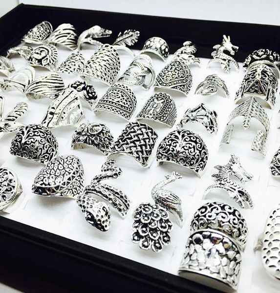 

whole 50pcs mix styles beautiful silver vintage jewelry rings for women party gifts unique brand new4382497, Golden;silver