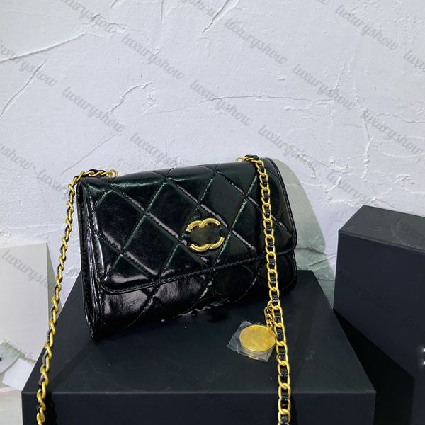 

designer women bag handbag oil wax skin gold coin bag classic women purse double letter single shoulder bag black pink senior crossbody bag