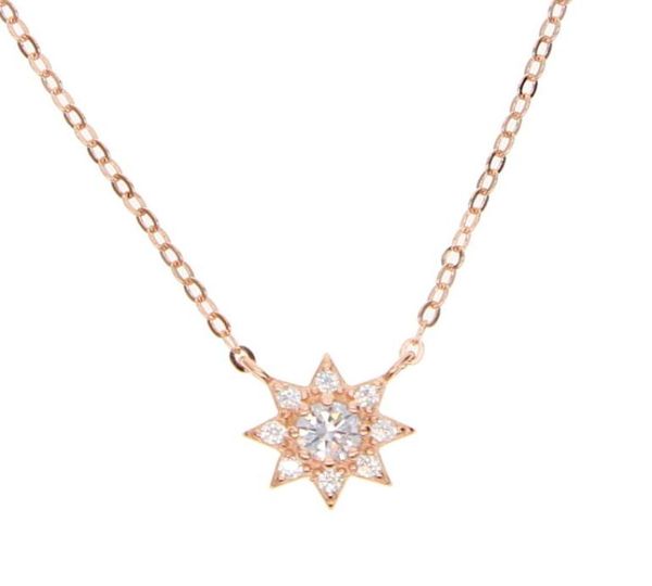 

cz sun pendant necklace 100 925 sterlilng silver material simple mini pendant lovely cute girl women collarbone necklaces jewelry5704319