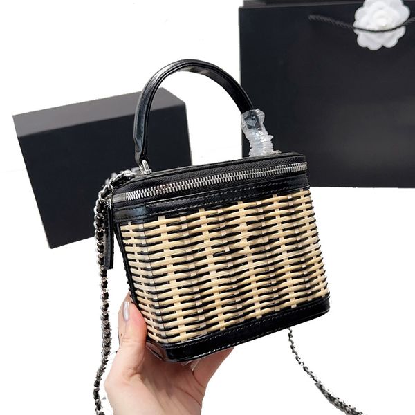 

designers classic mini box crossbody bags handbags 10a quality rattan weaving genuine leather quilted matelasse silver chain shoulder bag lu