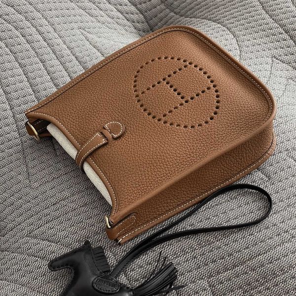 

designer bag evelynbag handheld h tote bags 2023 mini casual one layer cowhide bucket litchi pattern shoulder crossbody leather women's