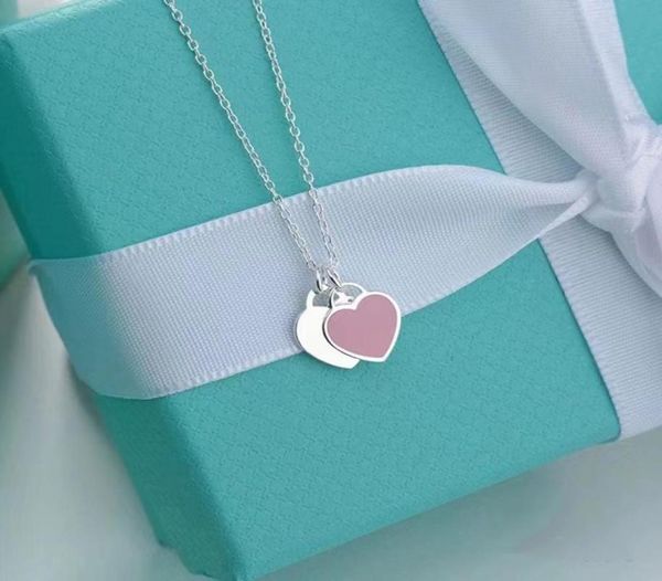 

luxury necklace pink love heart pendant necklaces designer jewelry bracelet women holiday gift with box7503350, Silver