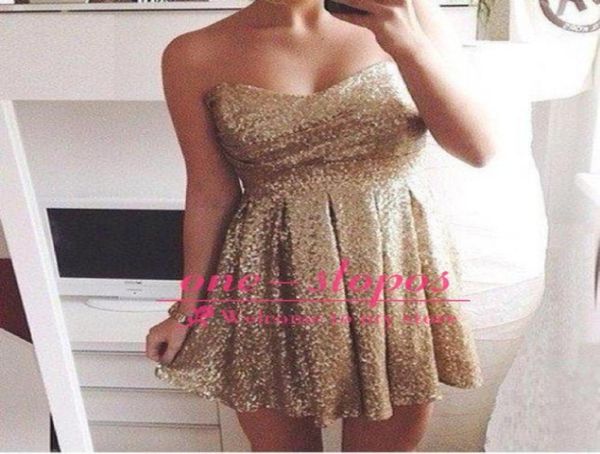 

gold sequined sweetheart mini cocktail dress empire a line short graduation prom party dress9092234, Black