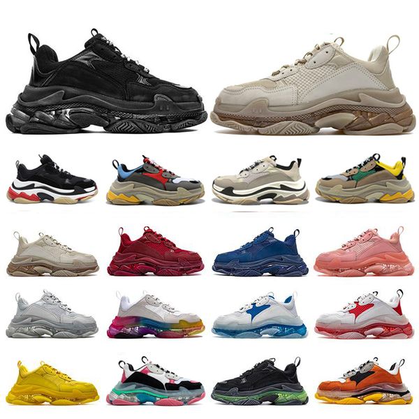 

triple s men women designer casual running shoes scarpe platform sneakers black white dark grey pink split mens womens trainers jogging walk