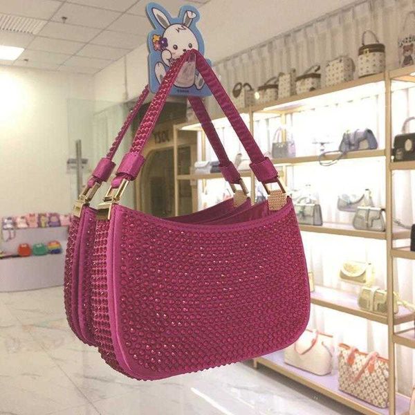 

rose red diamond small bag special interest design chain rhinestone dinner