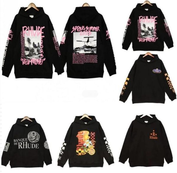 

new rhude designer fashion popular letters printing winter sweatshirtschina, Black