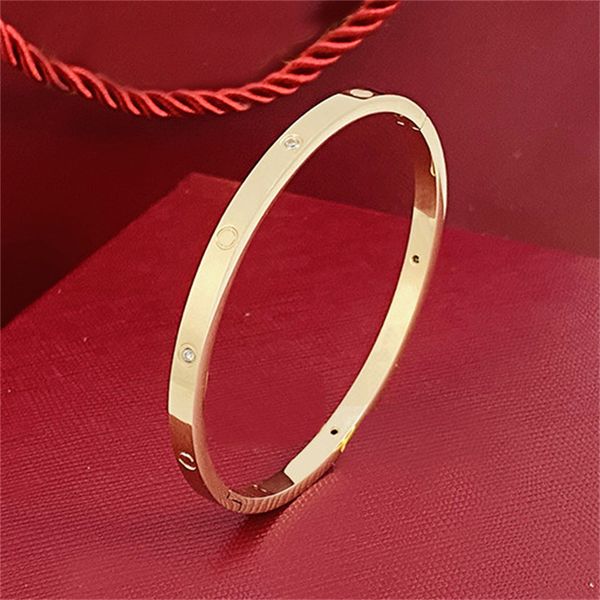 

gold bangle lovers bracelet couple jewelry personalised designer bracelets for women trendy 4mm 6mm titanium 4cz plated 18k gold silver rose, Black