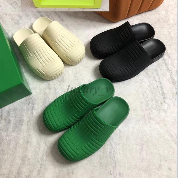 

designer rubber slippers men women slipper summer baotou sandals muller shoes beach sandal waterfront embossed flip flops with box, Black