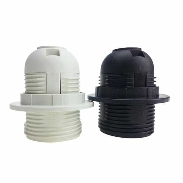 

250v 4a e27 lamp holder light bulb base plastic full screw pendant socket lampshade ring for e27 led bulb white black