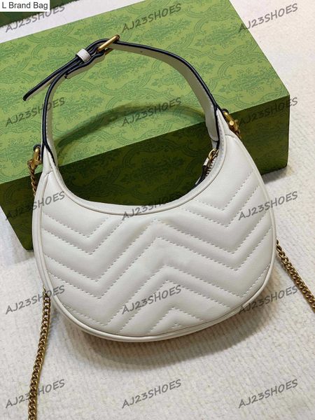 

l brand bag marmont half-moon shaped mini hobo bag womens luxury underarm handbag designer chain crossbody purse wallet h0my, Black