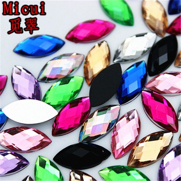 

micui 300pcs 715mm horse eye mix color acrylic rhinestones crystals flatback strass crystal stone for clothes dress craft zz6866804549, Black