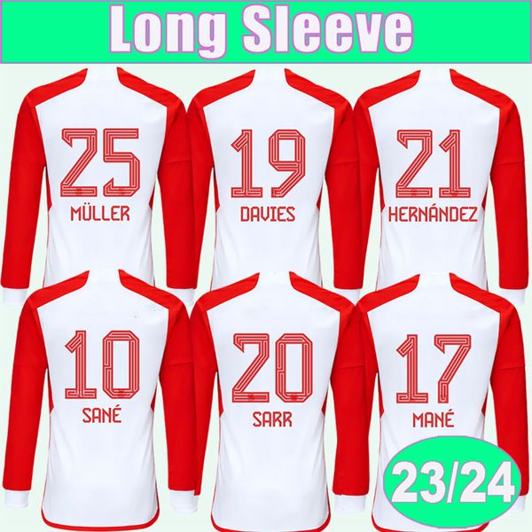 

23 24 sane muller mens long sleeves soccer jerseys davies hernandez sarr sabitzer choupo-moting coman kimmich home football shirts, Black;yellow