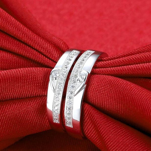 

selling couple rings platinum plated aaa cubic zirconia silver rings