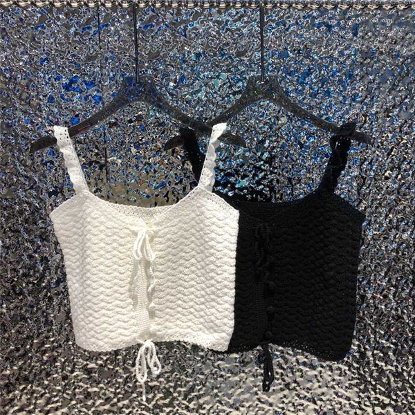 

women's tanks & camis designer 2023 spring/summer new pure handmade hooked flower design with middle sewn adjustable buckle simple stra, White