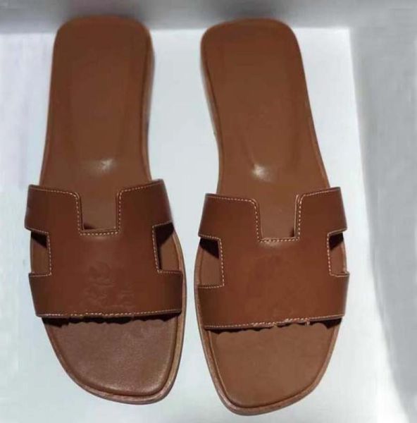 

luxury quality woman sandals fashion slipper super star flat casual shoes genuine leather flip flops size 3443 with box2848173, Black
