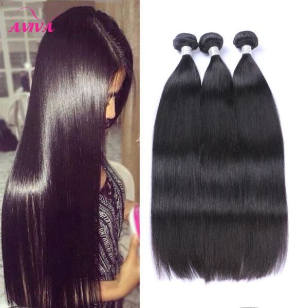 

unprocessed 9a virgin brazilian human hair weaves bundles malaysian mongolian cambodian indian peruvian straight remy mink hair ex5519786, Black