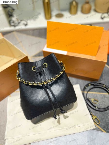 

l brand bag luxurys bags pattern leather bag purse wallet imprinting bucket bag crossbody designer handbags prno, Black