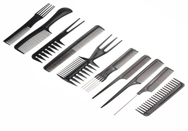 

10pcs salon hair styling hairdressing barbers plastic combs set3308977, Silver