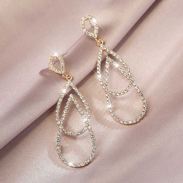 

pendant necklaces charm lats long style exaggerated dangle earrings geometric rhinestone water drop earrings for women 2020 female jewelry b, Silver