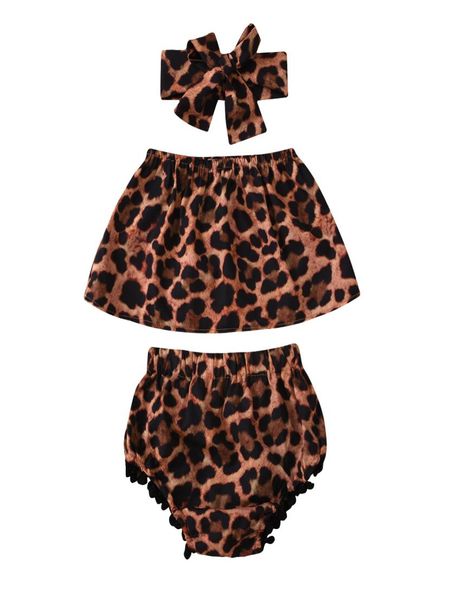 

retailwhole girls leopard 3pcs set tracksuit oneshoulder loomersheaddress clothing sets girl outfits children designer6375145, White