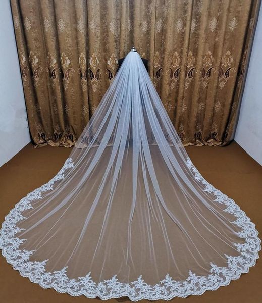 

bridal veils real pos 5m tulle lace cathedral long wedding bride veil white ivory metal comb accessories veu de noiva2569017, Black