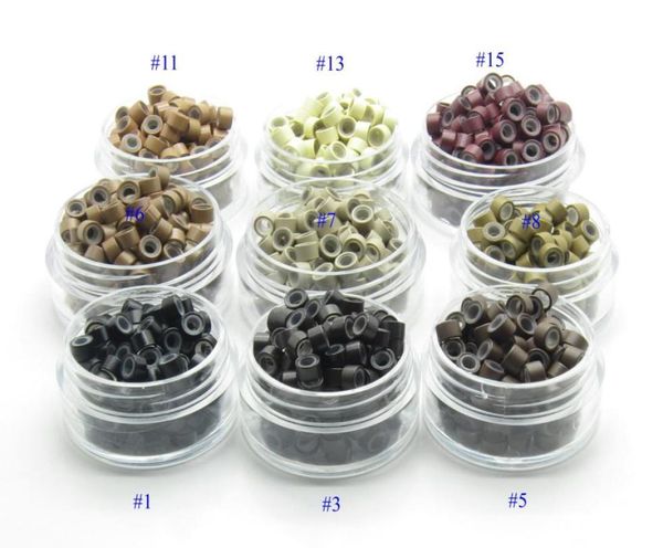 

1000pcs 9 colors 5mm silicone micro ringslinksbeadstube for prebonde and feather hair extensions light coffee2859585, Black
