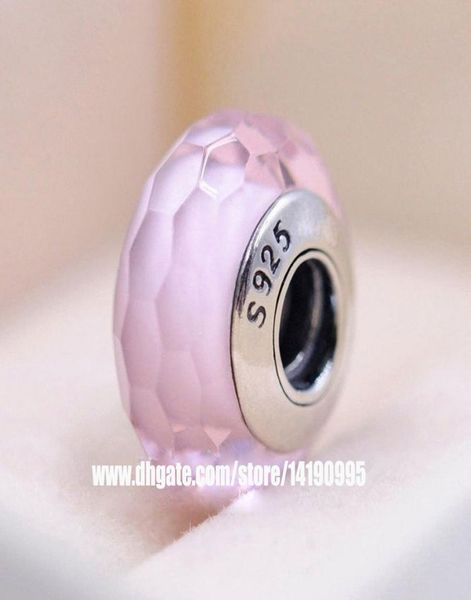 

2pcs s925 sterling silver threaded screw pink faceted murano glass beads fit pandora charm jewelry bracelets necklaces9052194, Crystal
