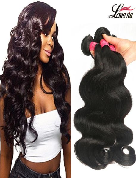 

brazilian virgin hair body wave 4 bundles deal unprocessed brazilian peruvian malaysian indian virgin human hair brazilian human h6768930, Black