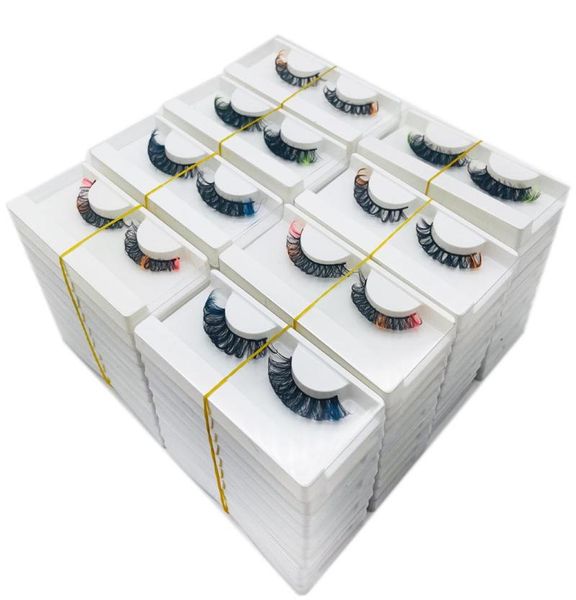 

false eyelashes natural colored lashes in bulk whole color dd curly faux mink full russian strip lash vendor pink green mixfal6409411