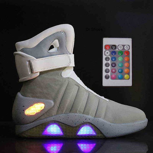 

2023 new boots unclejerry men back to future usb charging led shoes with remote control for and women party may 220805, Black