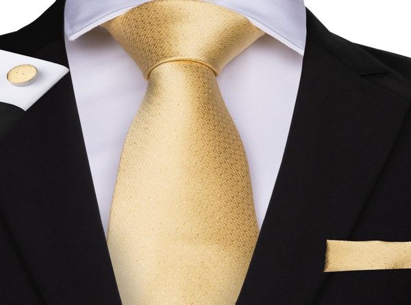 

hitie new ties gold solid tie pocket square cufflinks 100 silk handmade 150cm necktie wedding business christmas fr9947032, Black;blue