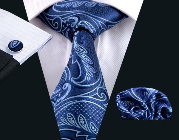 

paisely tie hankerchief cufflinks set jacquard woven mens tie set blue paisely business work formal meeting leisure n06357087843, Black;blue
