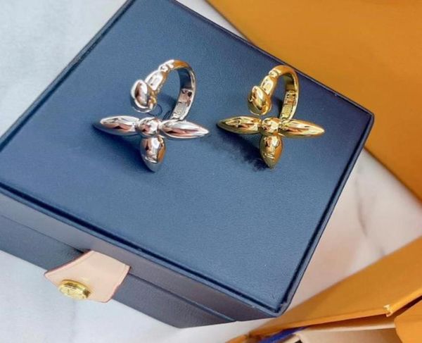 

new flower open ring for women luxury designer copper silver gold simple opening rings vintage jewelry gifts2982506
