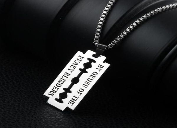 

pendant necklaces punk hip hop stainless steel neck chains for men women razor blade necklace rock collares male streetwear cool j6825013, Silver