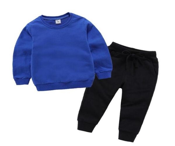 

spring and autumn clothing sets kids clothes baby boy girl round neck twopiece longsleeved trousers highend classic print desig4389782754, White