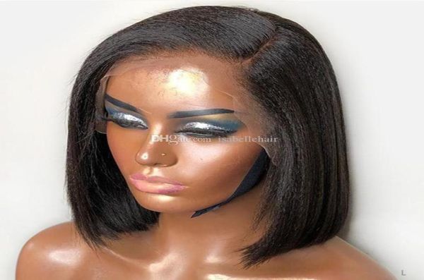

bob wig for black women 9a italian yaki lace front wig prepicked baby hair straight brazilian virgin short human hair5374705