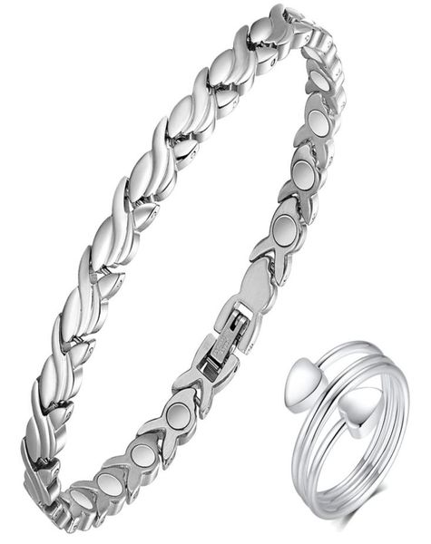

chains lymph drainage magnetic bracelet for women titanium steel magnet thera amzsa4836312, Silver