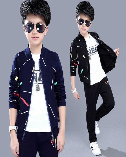

boys spring children039s casual zipper coat jacket pants long sleeves sports clothing sets kids young children 4 6 7 8 9 10 15493262, White