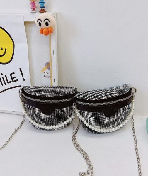 

summer girls designer handbags children women fashion beaded chest bags ins kids one shoulder casual crossbody bag f4438570178, Black