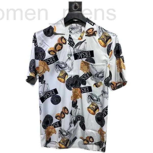 

men's casual shirts designer mens shirt t large size slim short sleeve shirts printed graphic tquick-drying breathable silk shirt fn99, White;black