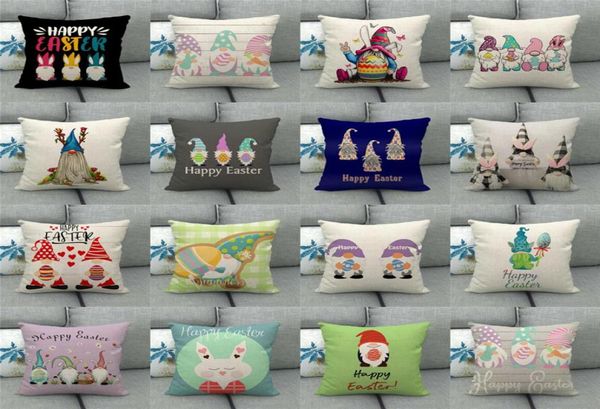 

45 designs pillow case happy easter letter 4545cm sofa nap cushion home decoration gnome rabbit faceless dwarf hug egg pillow cov7532931