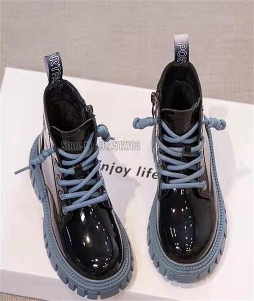 

boots winter children pu leather waterproof martin boots kids snow brand girls boys rubber fashion sneaker shoes 2209136012725, Black;grey