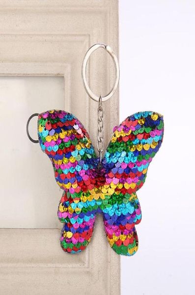 

20pcs sequin butterfly key chains keyring glitter sequins crafts pendant party gift car decor girl bag ornaments kids toy keychain8734737, Slivery;golden